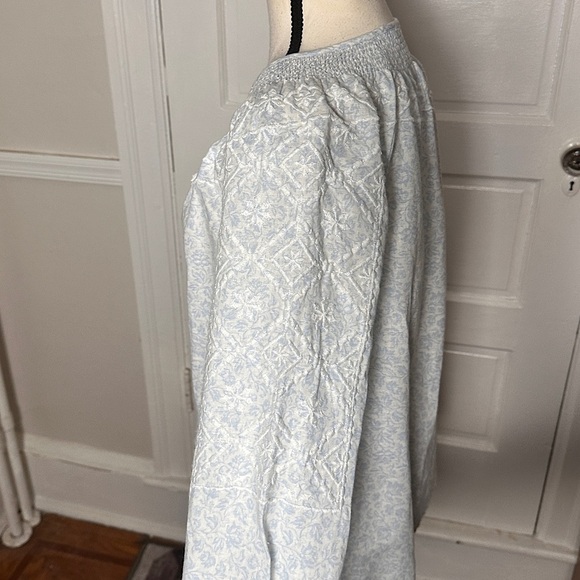 Joie Linen Blend Embroidered Peasant Top Tassels Smocked Neck Flowy Preppy Beach - Picture 8 of 17